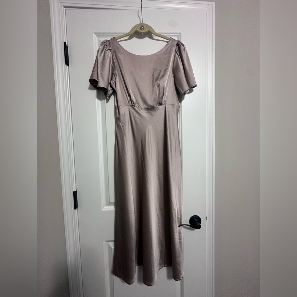 Baltic Born Satin Midi Dress in Dusty Orchid - Picture 2 of 7